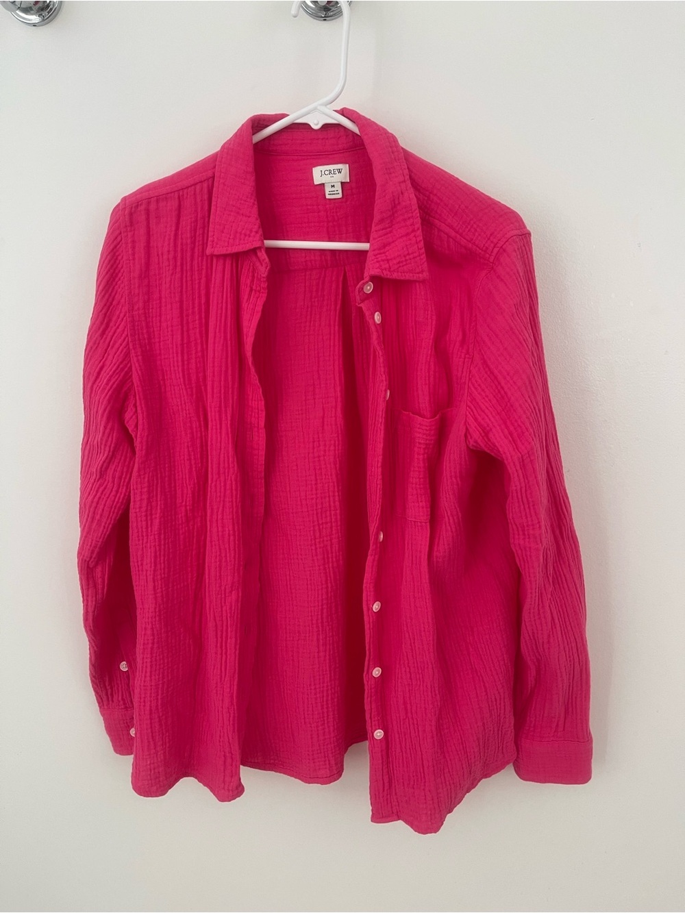 J. Crew Men's Hot Pink Gauze Button-Down Shirt